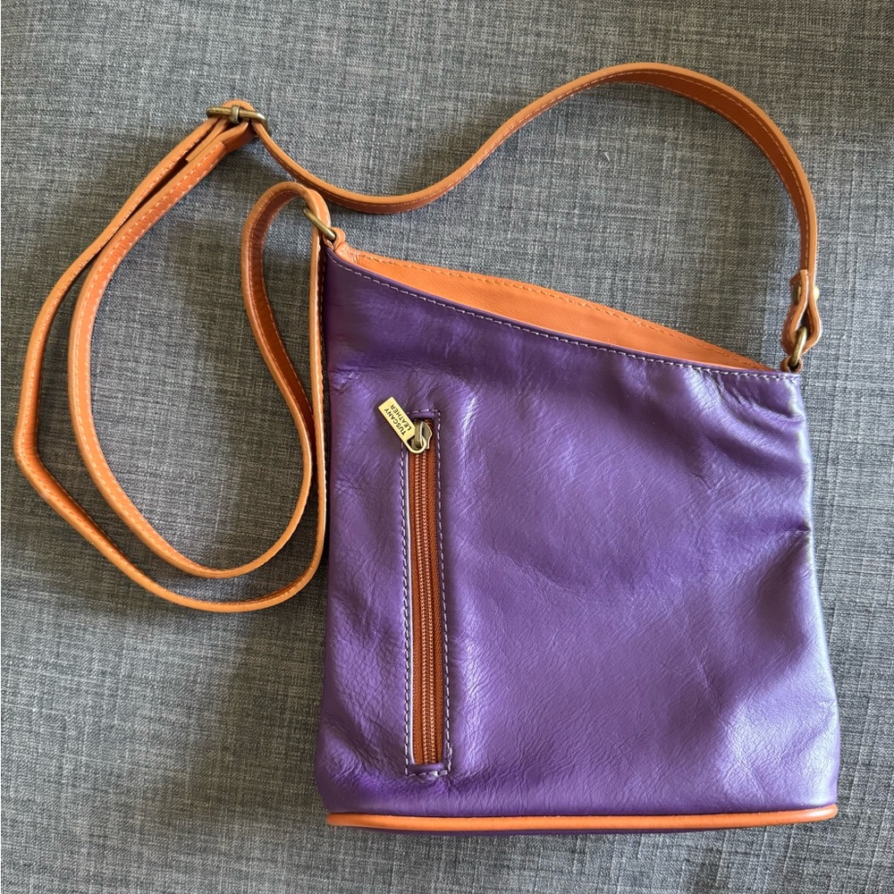Like New! Purple Leather Crossbody Bag by Tuscany Leather